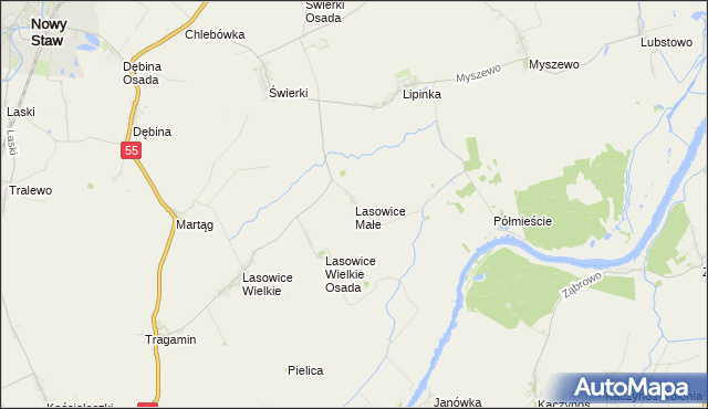 mapa Lasowice Małe gmina Malbork, Lasowice Małe gmina Malbork na mapie Targeo