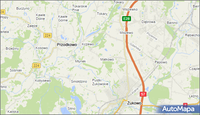 mapa Małkowo, Małkowo na mapie Targeo