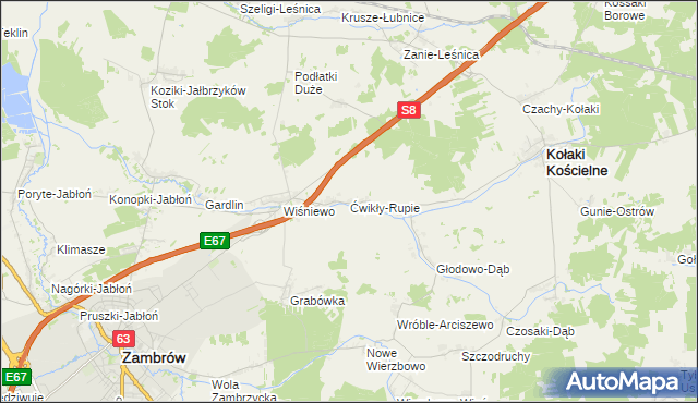 mapa Ćwikły-Rupie, Ćwikły-Rupie na mapie Targeo