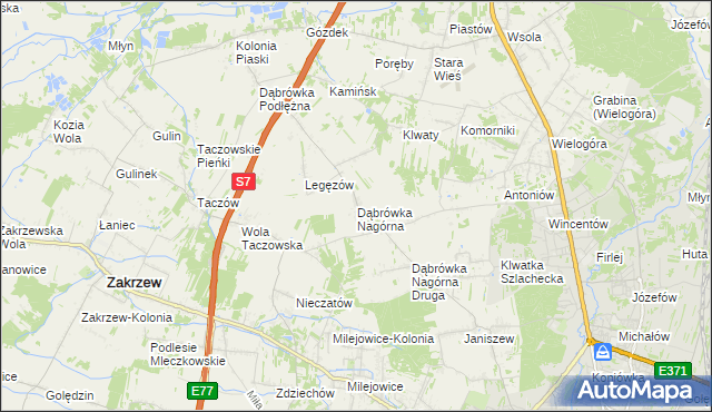 mapa Dąbrówka Nagórna, Dąbrówka Nagórna na mapie Targeo