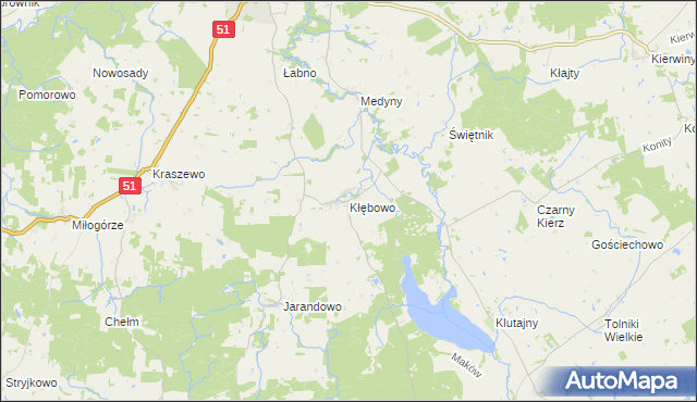 mapa Kłębowo, Kłębowo na mapie Targeo