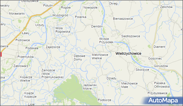 mapa Miechowice Wielkie, Miechowice Wielkie na mapie Targeo