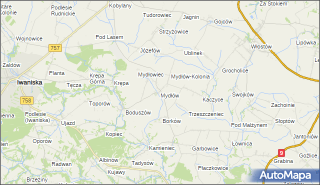 mapa Mydłów, Mydłów na mapie Targeo