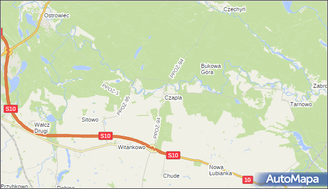 mapa Czapla, Czapla na mapie Targeo