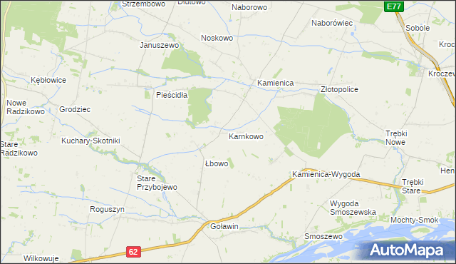 mapa Karnkowo gmina Czerwińsk nad Wisłą, Karnkowo gmina Czerwińsk nad Wisłą na mapie Targeo