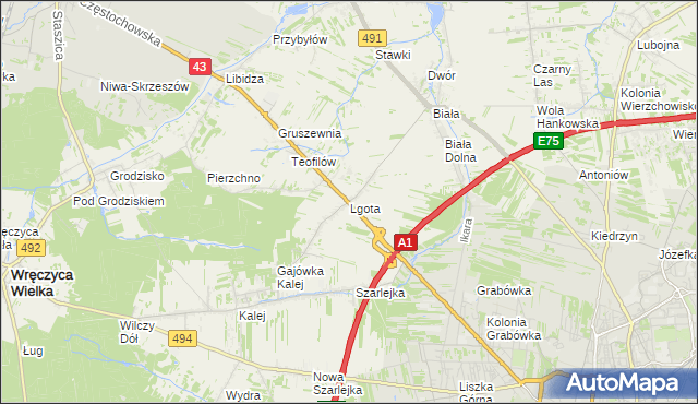 mapa Lgota gmina Kłobuck, Lgota gmina Kłobuck na mapie Targeo