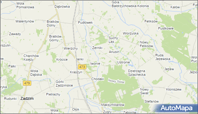 mapa Babiniec gmina Zadzim, Babiniec gmina Zadzim na mapie Targeo