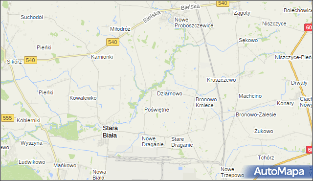 mapa Dziarnowo gmina Stara Biała, Dziarnowo gmina Stara Biała na mapie Targeo