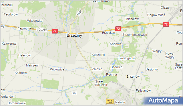 mapa Kędziorki, Kędziorki na mapie Targeo