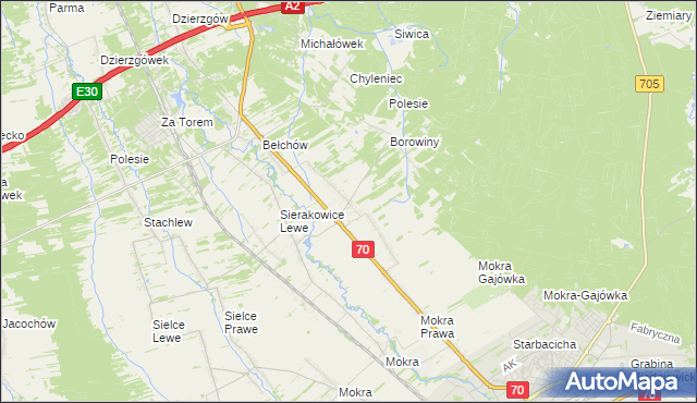 mapa Sierakowice Prawe, Sierakowice Prawe na mapie Targeo