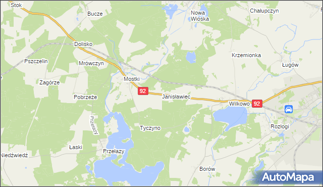 mapa Janisławiec, Janisławiec na mapie Targeo