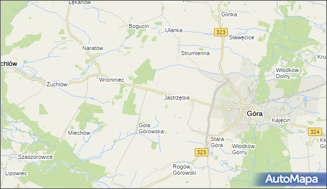 mapa Jastrzębia gmina Góra, Jastrzębia gmina Góra na mapie Targeo