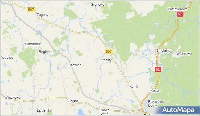 mapa Praslity, Praslity na mapie Targeo