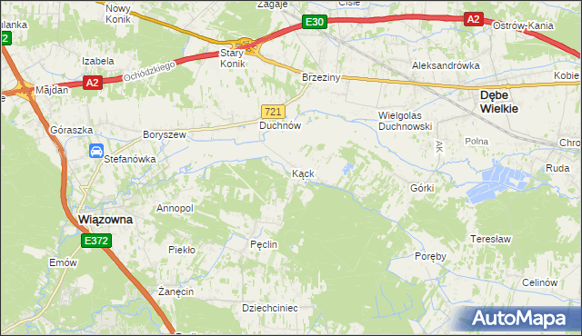 mapa Kąck, Kąck na mapie Targeo