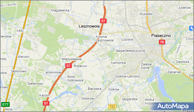 mapa Bobrowiec gmina Piaseczno, Bobrowiec gmina Piaseczno na mapie Targeo