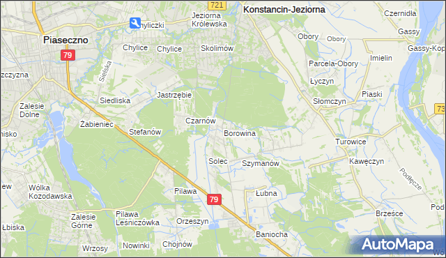 mapa Borowina gmina Konstancin-Jeziorna, Borowina gmina Konstancin-Jeziorna na mapie Targeo
