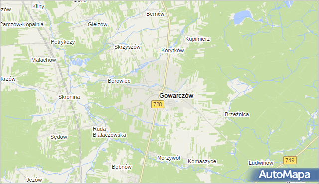 mapa Gowarczów, Gowarczów na mapie Targeo