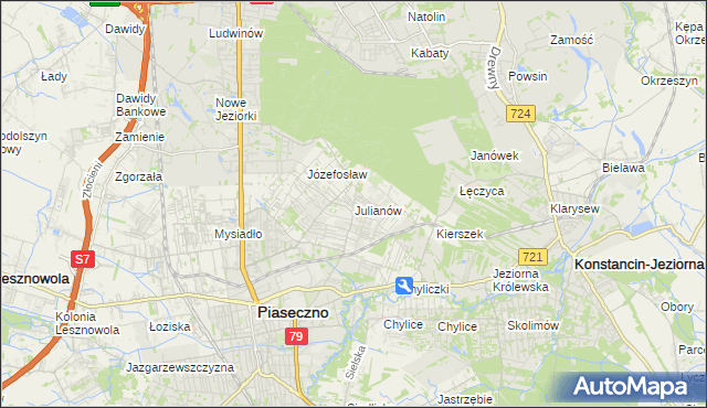 mapa Julianów gmina Piaseczno, Julianów gmina Piaseczno na mapie Targeo