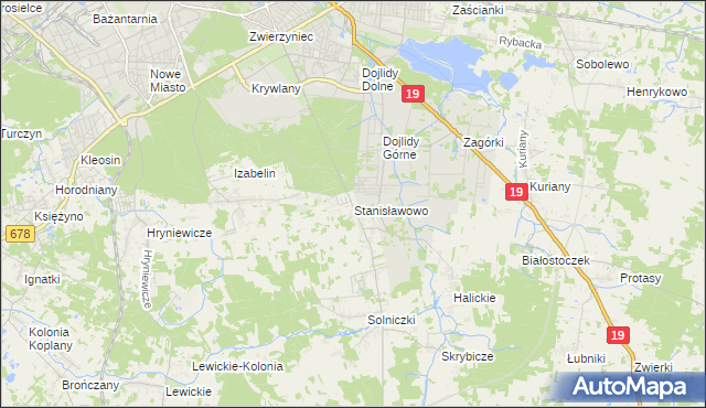 mapa Stanisławowo gmina Juchnowiec Kościelny, Stanisławowo gmina Juchnowiec Kościelny na mapie Targeo