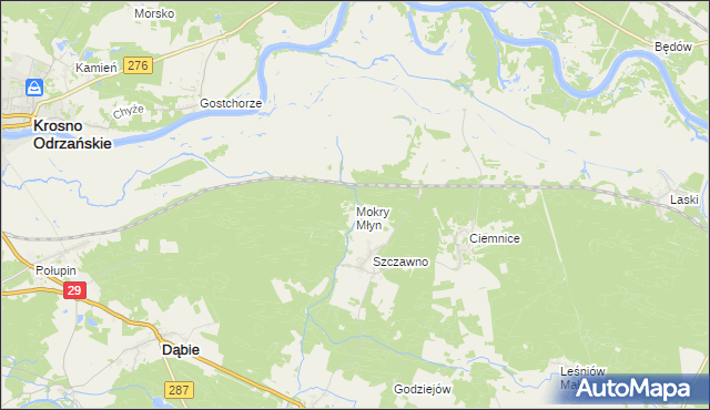 mapa Mokry Młyn, Mokry Młyn na mapie Targeo