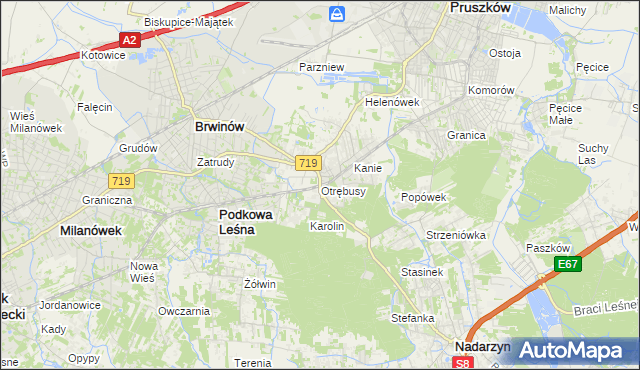 mapa Otrębusy, Otrębusy na mapie Targeo