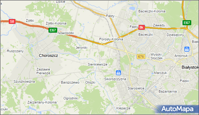 mapa Porosły, Porosły na mapie Targeo