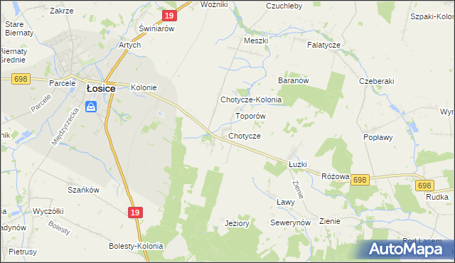 mapa Chotycze, Chotycze na mapie Targeo