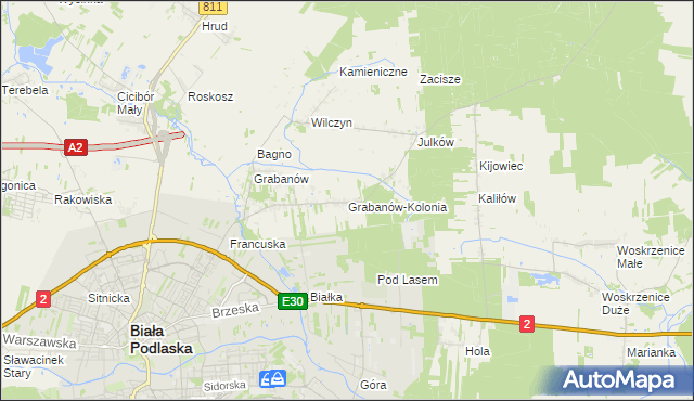 mapa Grabanów-Kolonia, Grabanów-Kolonia na mapie Targeo