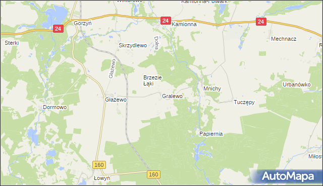 mapa Gralewo gmina Międzychód, Gralewo gmina Międzychód na mapie Targeo