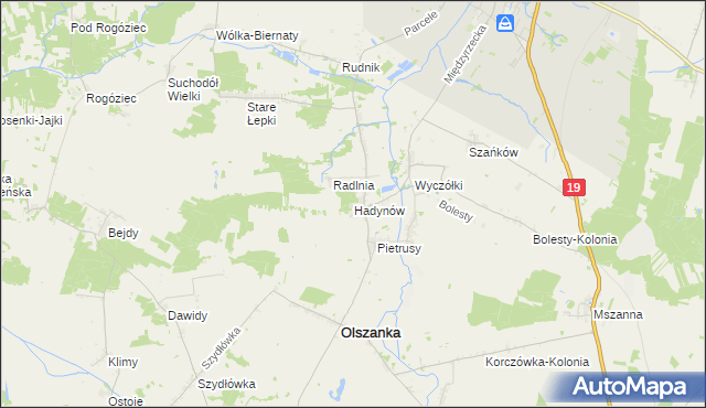 mapa Hadynów, Hadynów na mapie Targeo