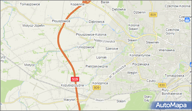 mapa Lipniak gmina Konopnica, Lipniak gmina Konopnica na mapie Targeo
