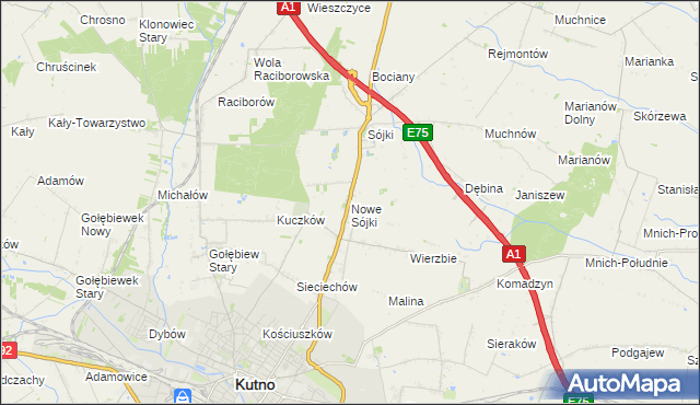 mapa Nowe Sójki, Nowe Sójki na mapie Targeo