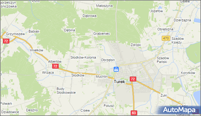 mapa Obrzębin, Obrzębin na mapie Targeo