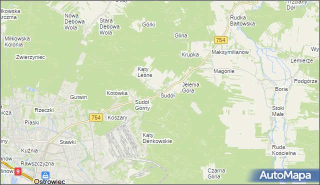 mapa Sudół gmina Bodzechów, Sudół gmina Bodzechów na mapie Targeo