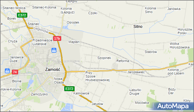 mapa Szopinek, Szopinek na mapie Targeo