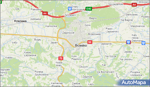 mapa Brzesko, Brzesko na mapie Targeo