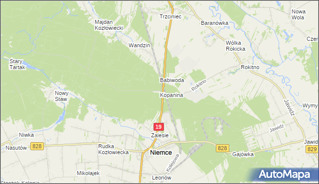 mapa Kopanina gmina Lubartów, Kopanina gmina Lubartów na mapie Targeo