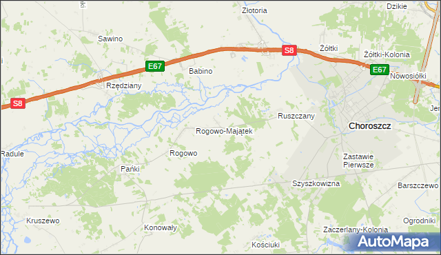 mapa Rogówek gmina Choroszcz, Rogówek gmina Choroszcz na mapie Targeo