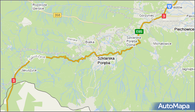 mapa Szklarska Poręba, Szklarska Poręba na mapie Targeo