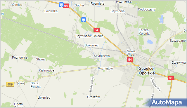 mapa Szymiszów, Szymiszów na mapie Targeo