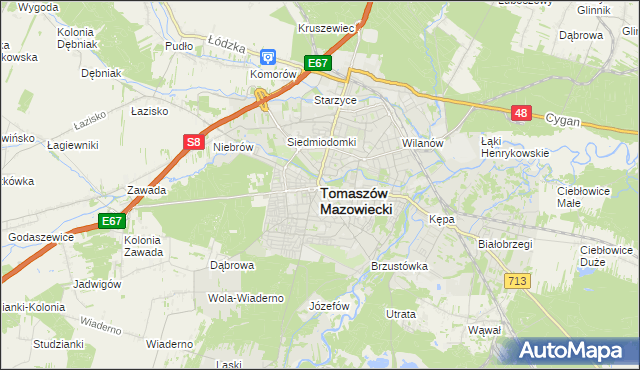 mapa Tomaszów Mazowiecki, Tomaszów Mazowiecki na mapie Targeo