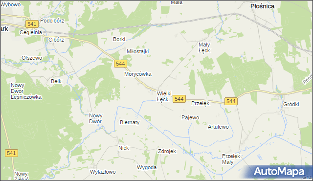 mapa Wielki Łęck, Wielki Łęck na mapie Targeo