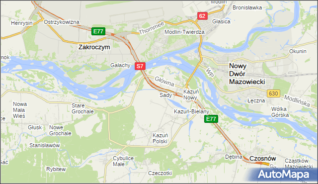 mapa Sady gmina Czosnów, Sady gmina Czosnów na mapie Targeo