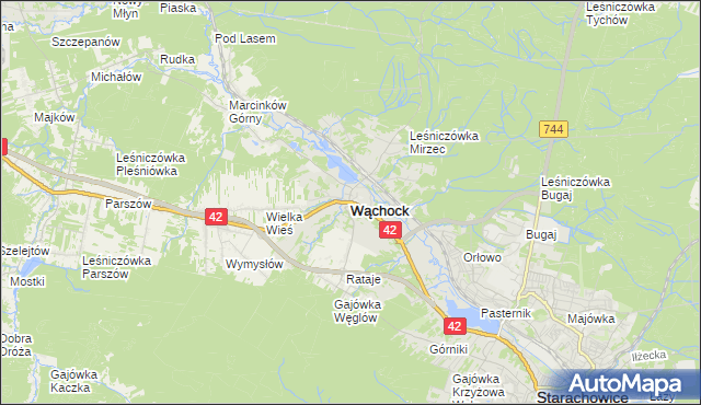 mapa Wąchock, Wąchock na mapie Targeo