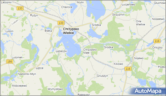 mapa Chrzypsko Małe, Chrzypsko Małe na mapie Targeo