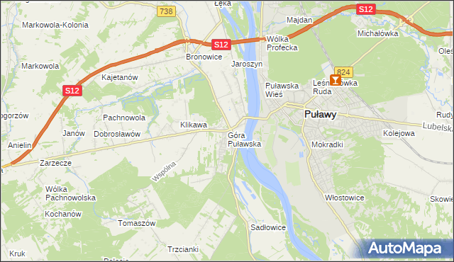 mapa Góra Puławska, Góra Puławska na mapie Targeo