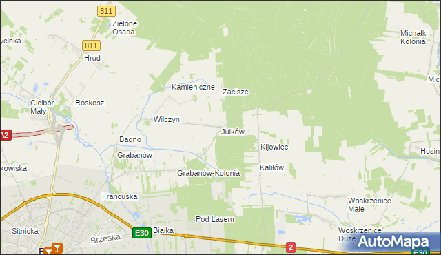 mapa Julków gmina Biała Podlaska, Julków gmina Biała Podlaska na mapie Targeo