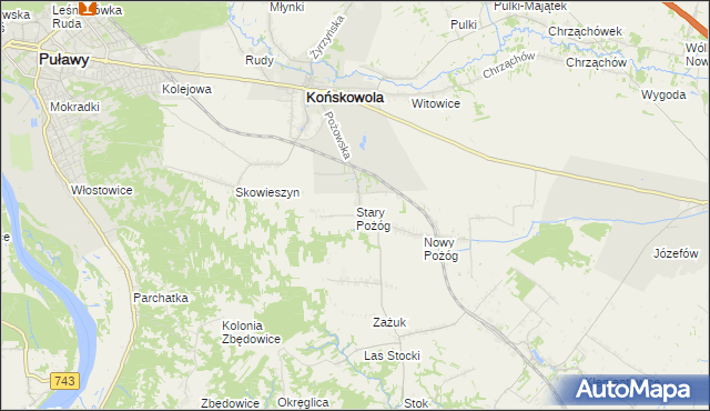 mapa Stary Pożóg, Stary Pożóg na mapie Targeo