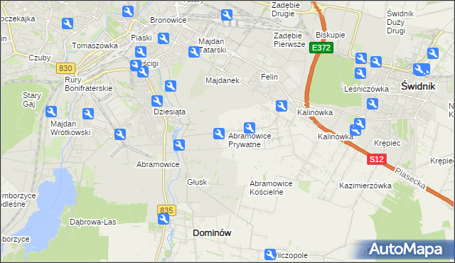 mapa Abramowice Prywatne, Abramowice Prywatne na mapie Targeo