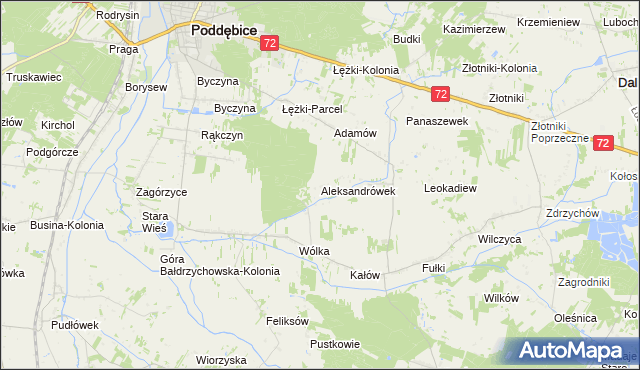 mapa Aleksandrówek gmina Poddębice, Aleksandrówek gmina Poddębice na mapie Targeo